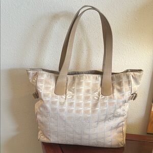 Chanel Cream  Signature CanvasTote Bag